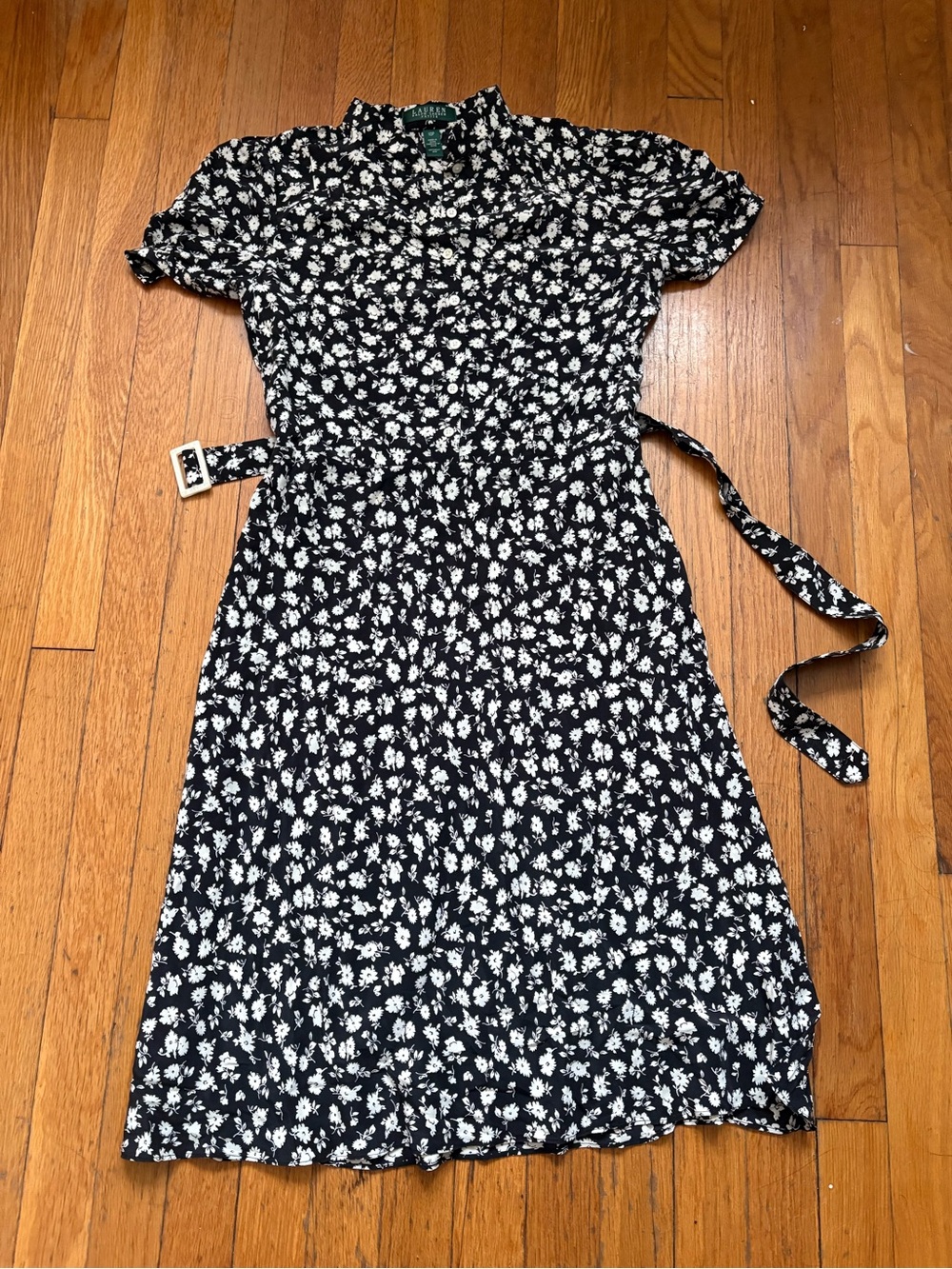 Lauren Ralph Lauren Black & White Daisy Midi Dress